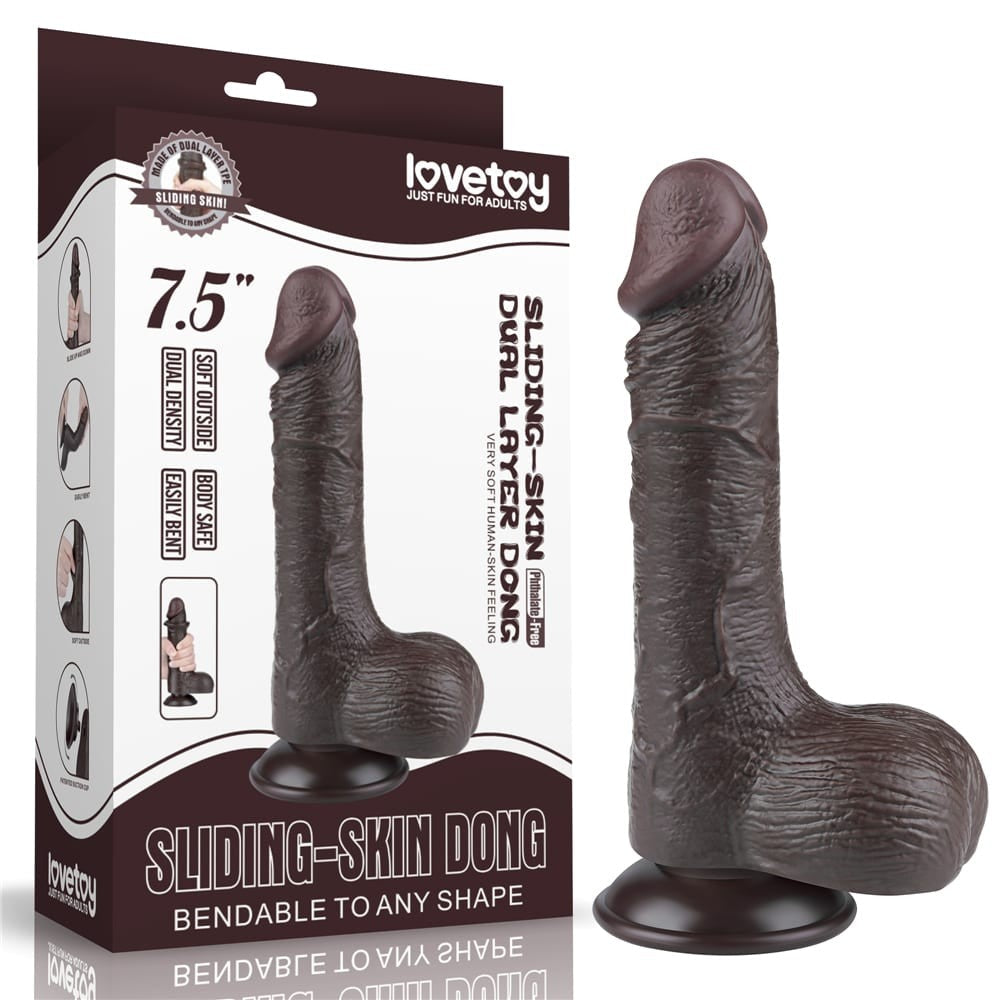 Dildo doppio strato scorrevole da 7,5'', nero III_B15O50_3