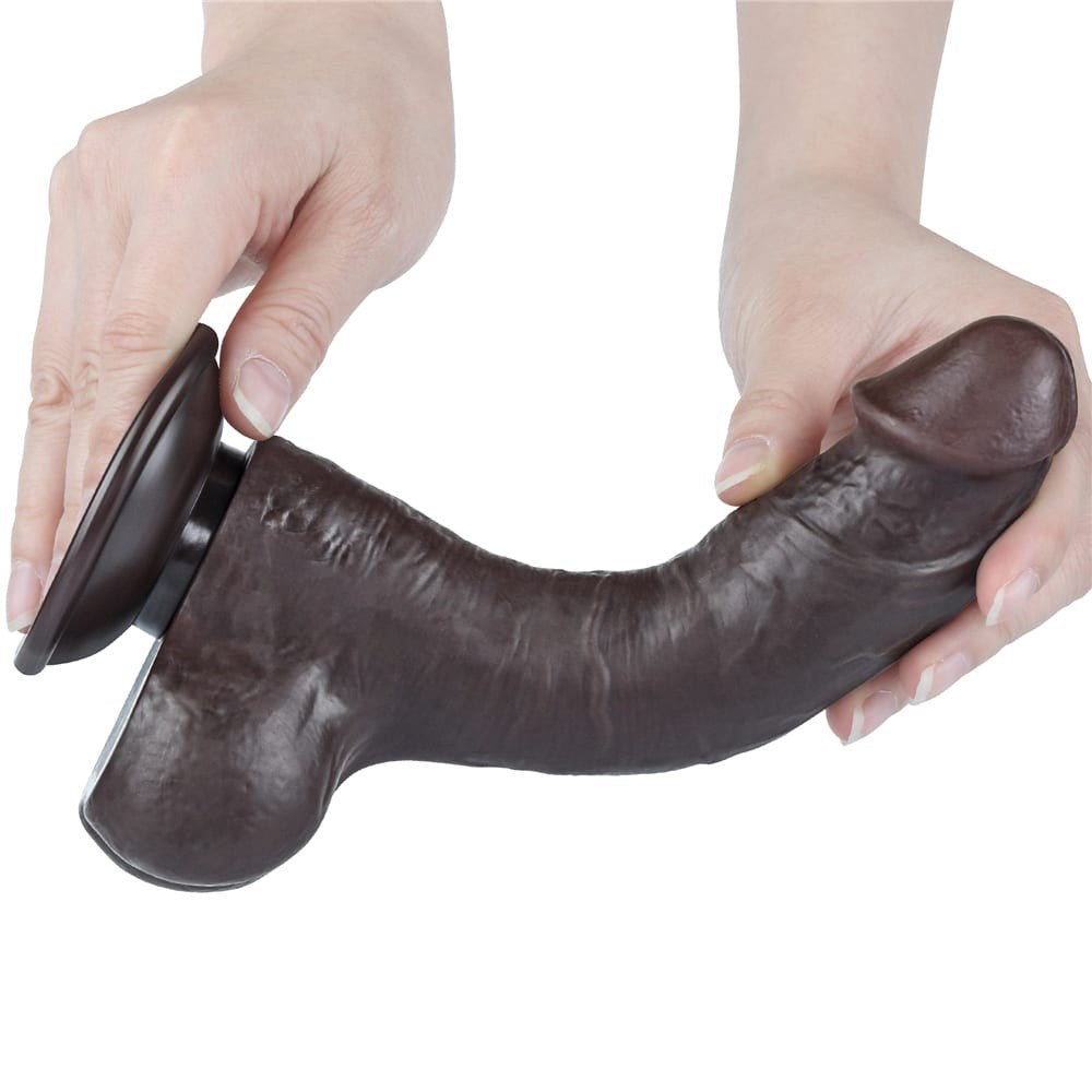 Dildo doppio strato scorrevole da 8'' nero I_B15O50_3