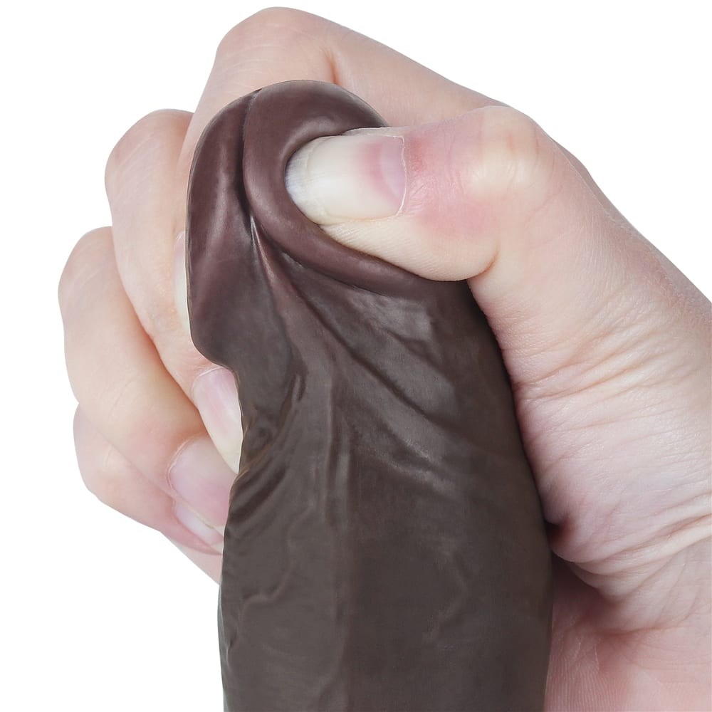 Dildo doppio strato scorrevole da 8'' nero I_B15O50_3