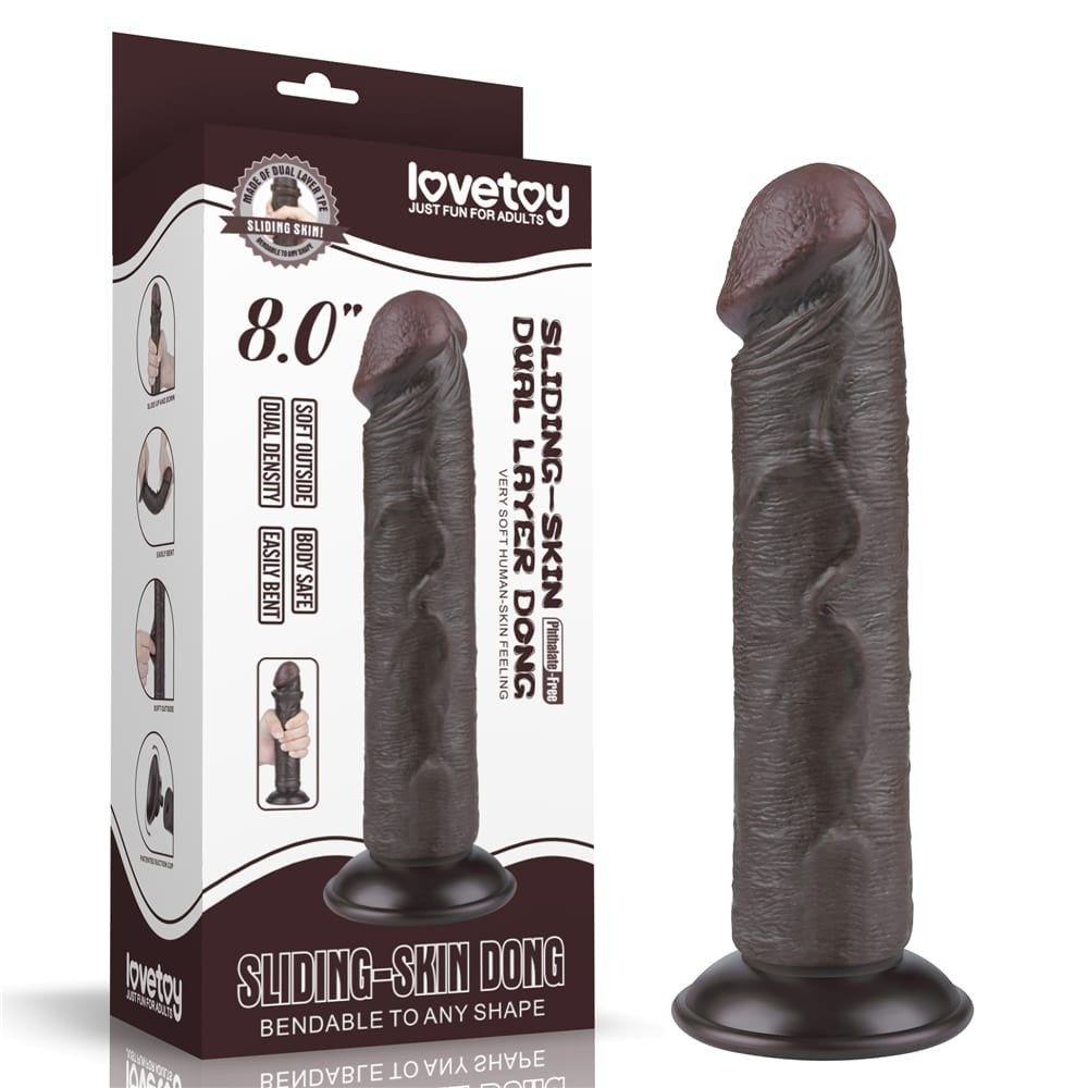 Dildo doppio strato scorrevole da 8'' nero II_B15O50_3