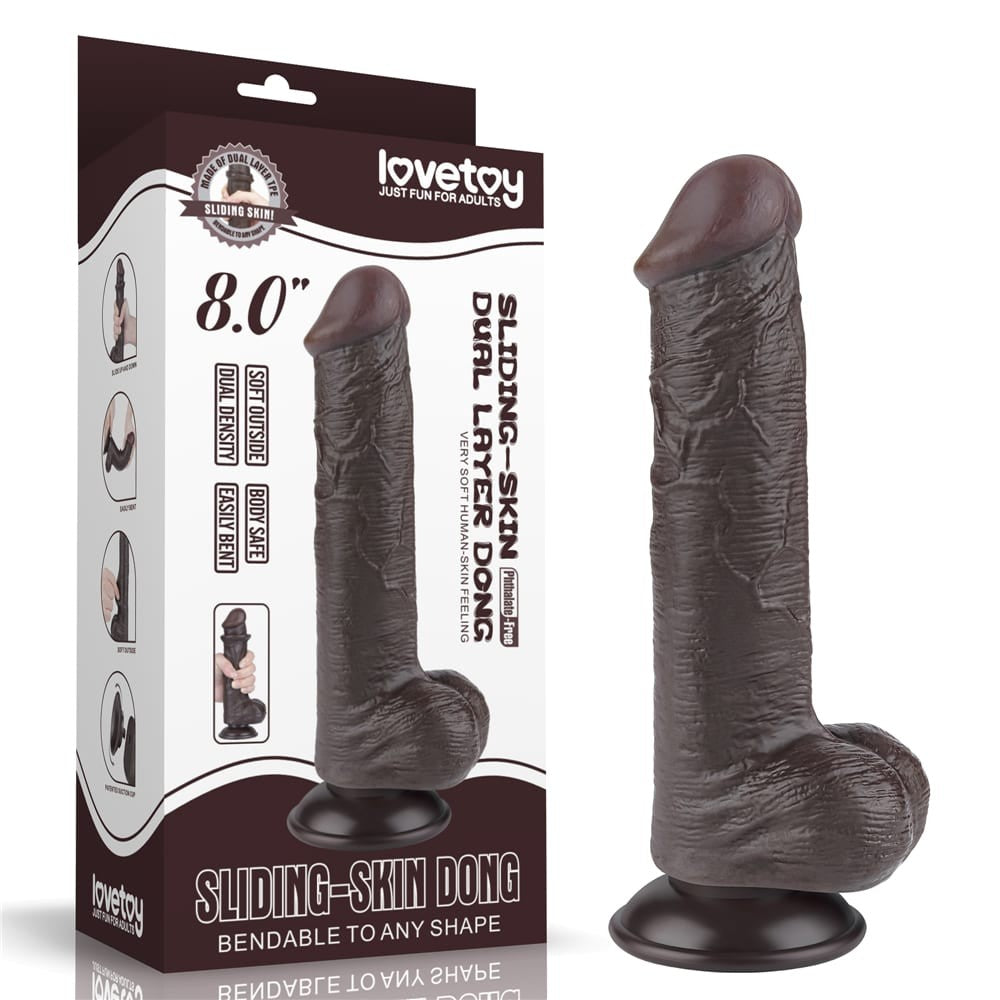 Dildo doppio strato scorrevole da 8'' nero III_B15O50_3