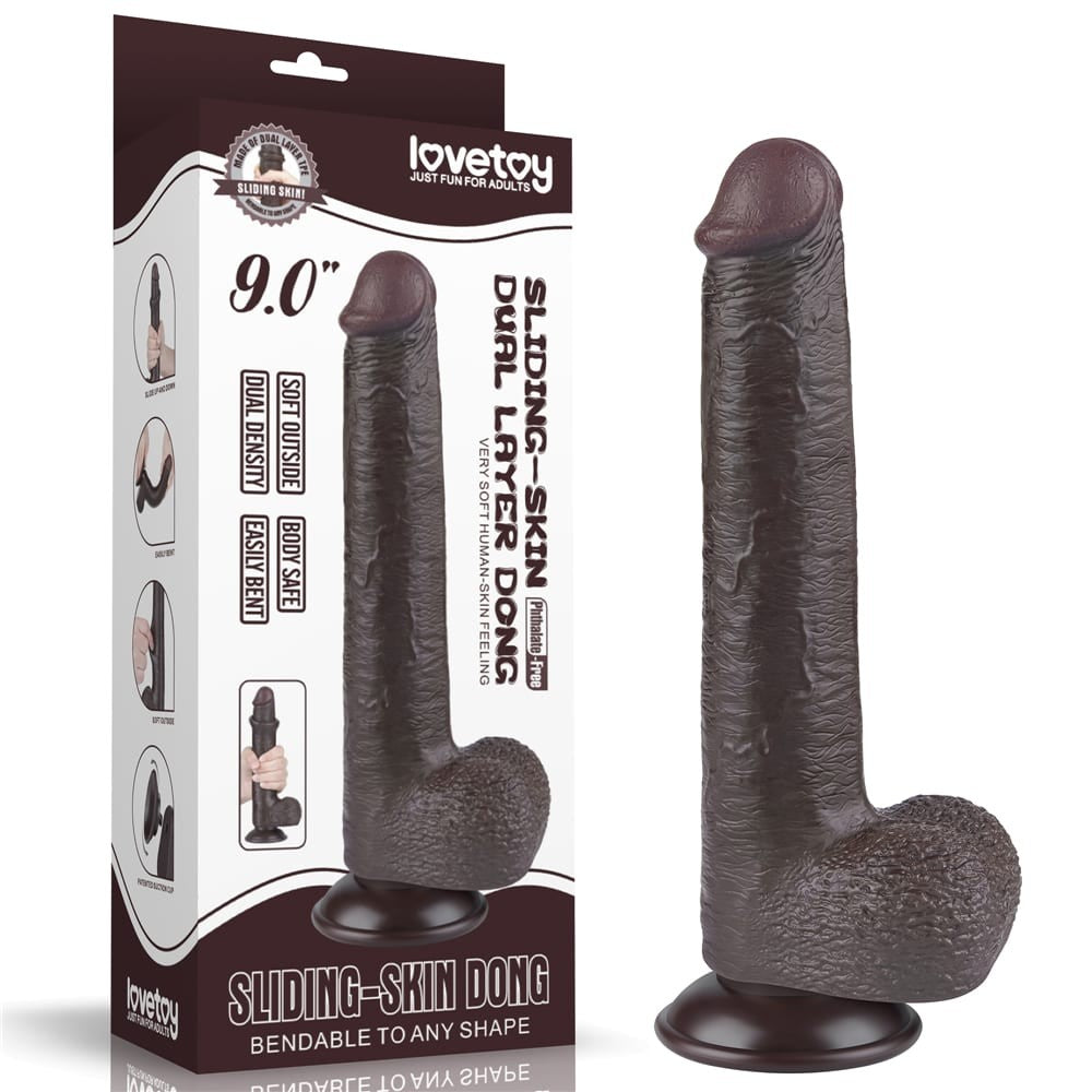 Dildo doppio strato scorrevole da 9'' nero_B15O50_3