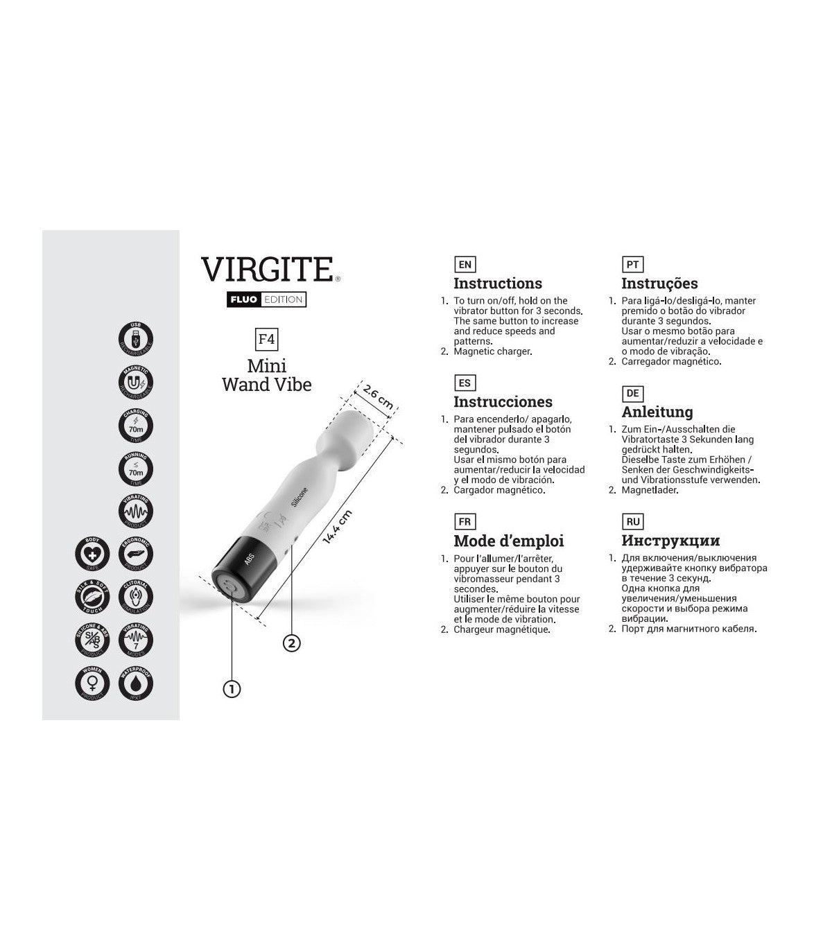 VIBRATORE RICARICABILE IN SILICONE FLUO F4