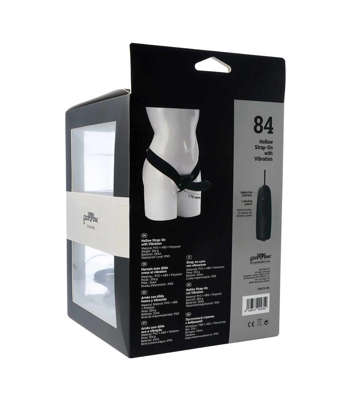 Nº 84 IMBRACATURA NERA HOLLOW 17 CM CON VIBRAZIONE