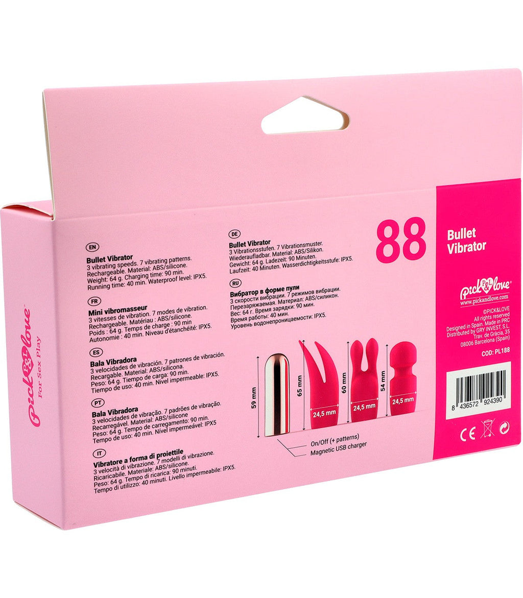 Nº 88 PROIETTILE RICARICABILE CON COPERTURE IN SILICONE ROSA