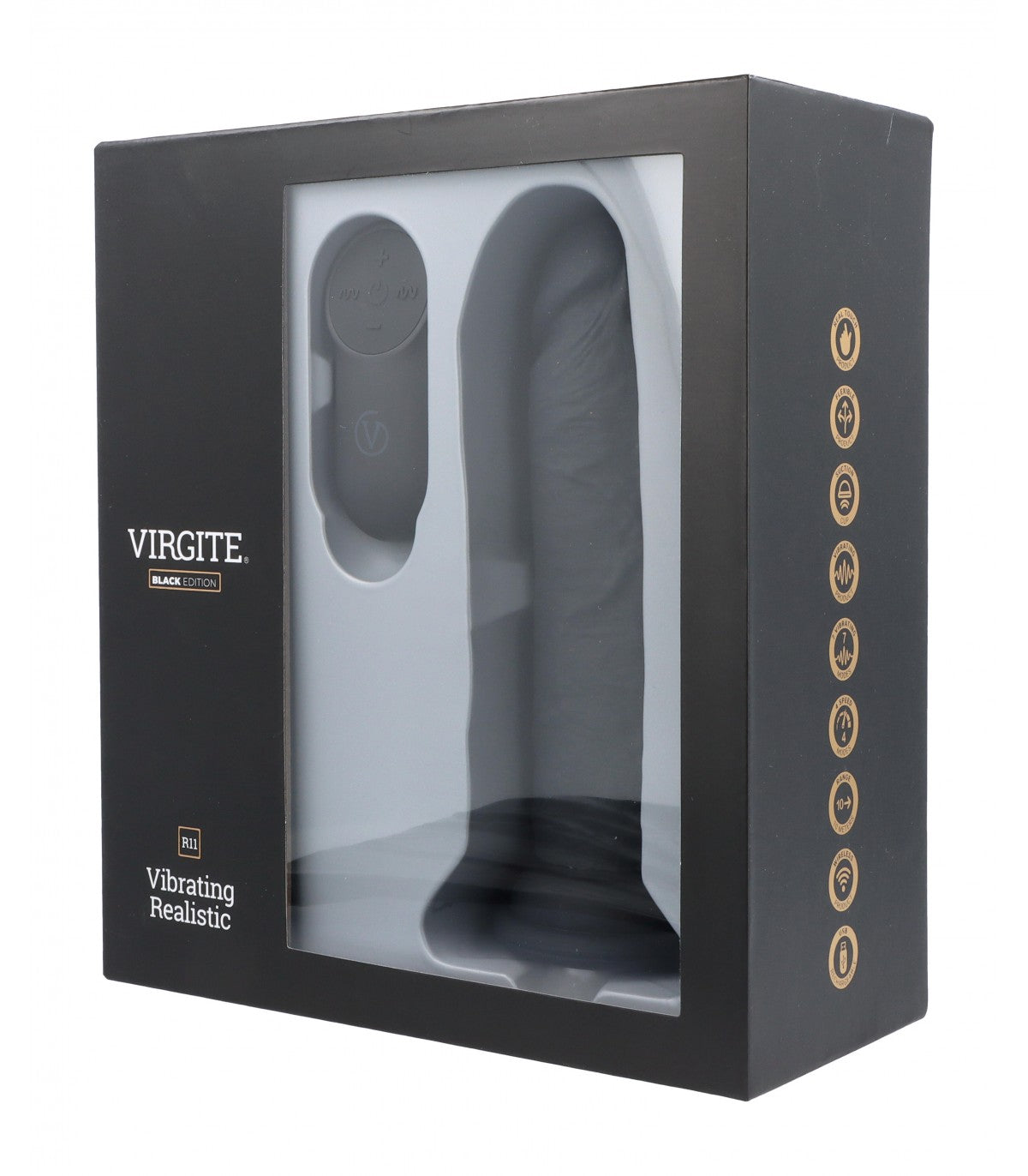 VIBRATORE REALISTICO R11 NERO 14,4 CM CON TELECOMANDO