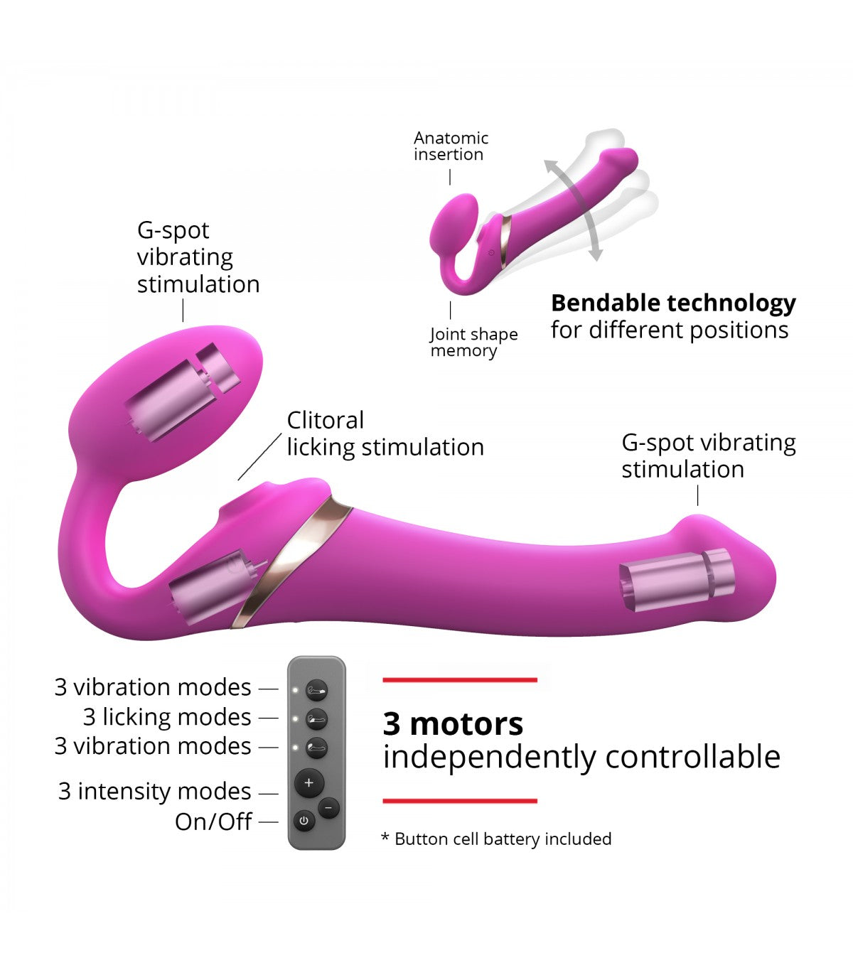 IMBRACATURA REGOLABILE MULTI ORGASMO L FUCSIA