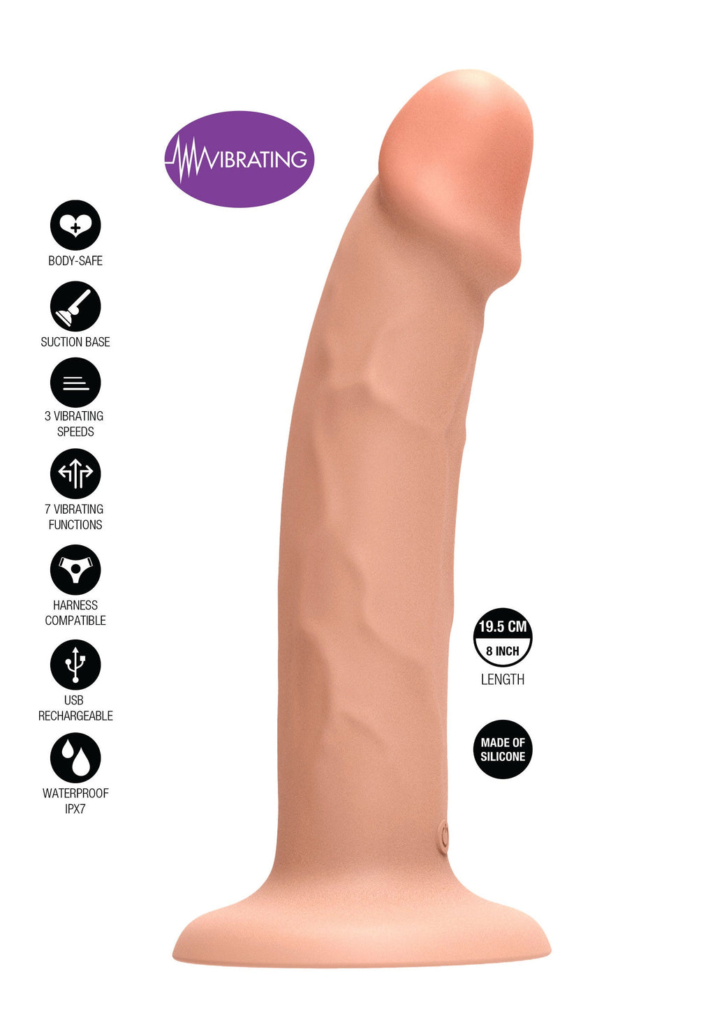 Imbracatura Dong Vibrante Silicone 19,5 cm pelle