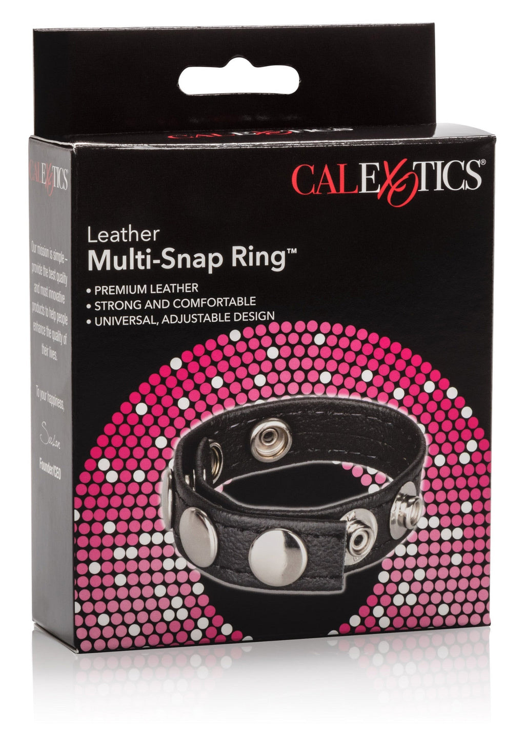 Anello multi-scatto in pelle nero