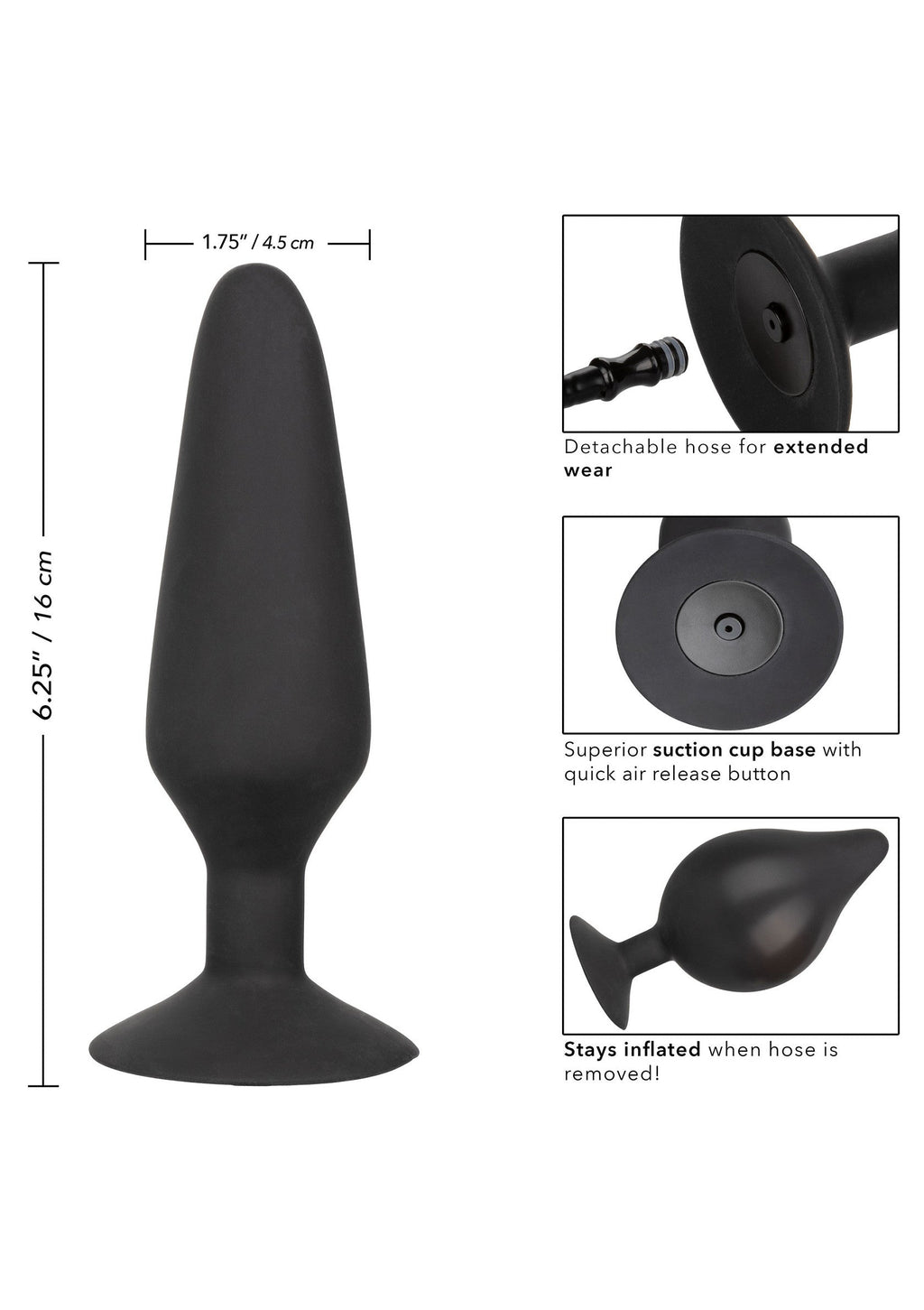 Spina gonfiabile in silicone XL nera