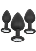 Kit anale in silicone con gemme nere