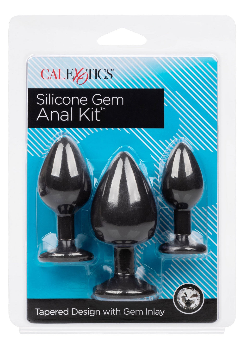 Kit anale in silicone con gemme nere
