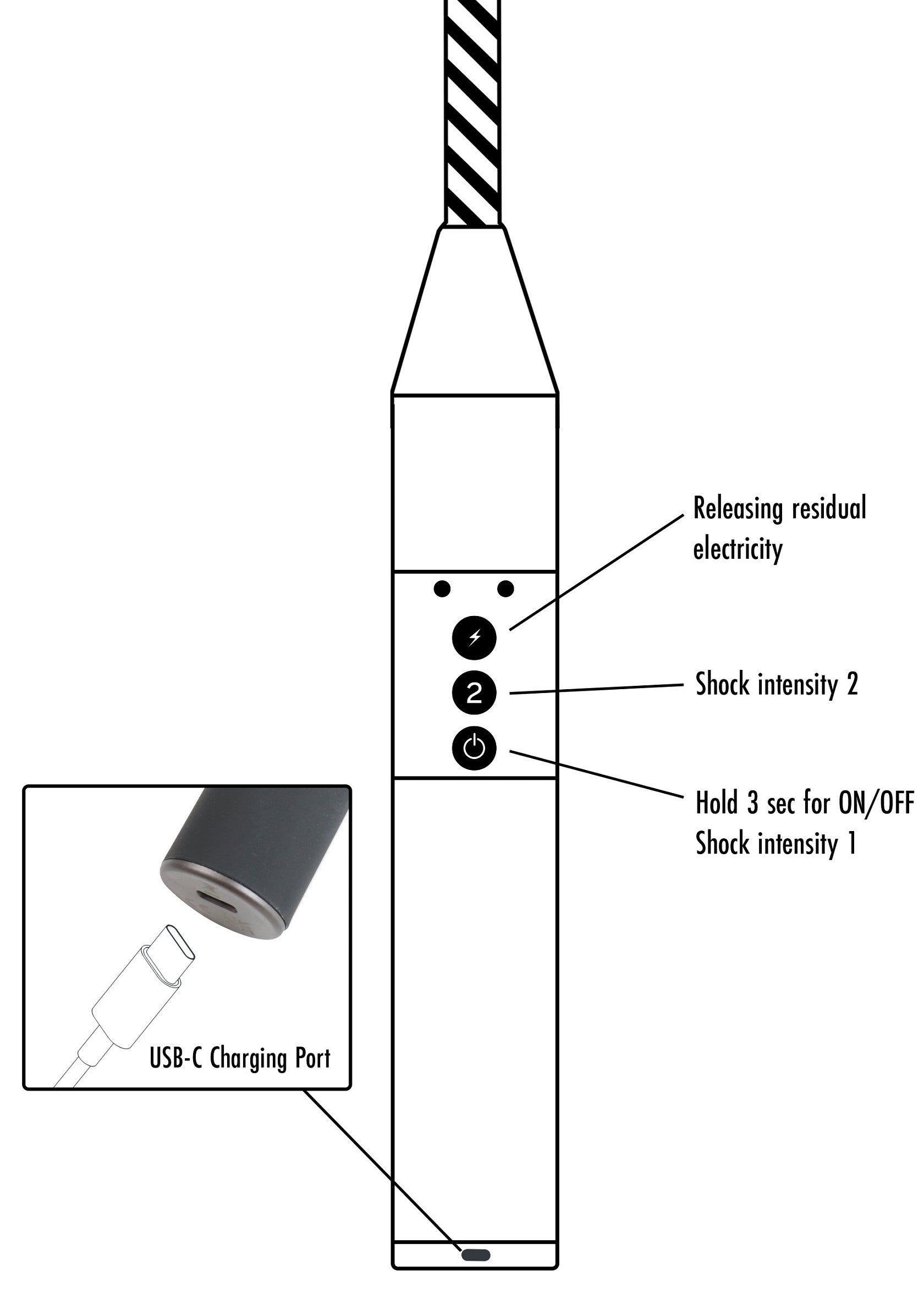 Frustino da equitazione elettroshock nero