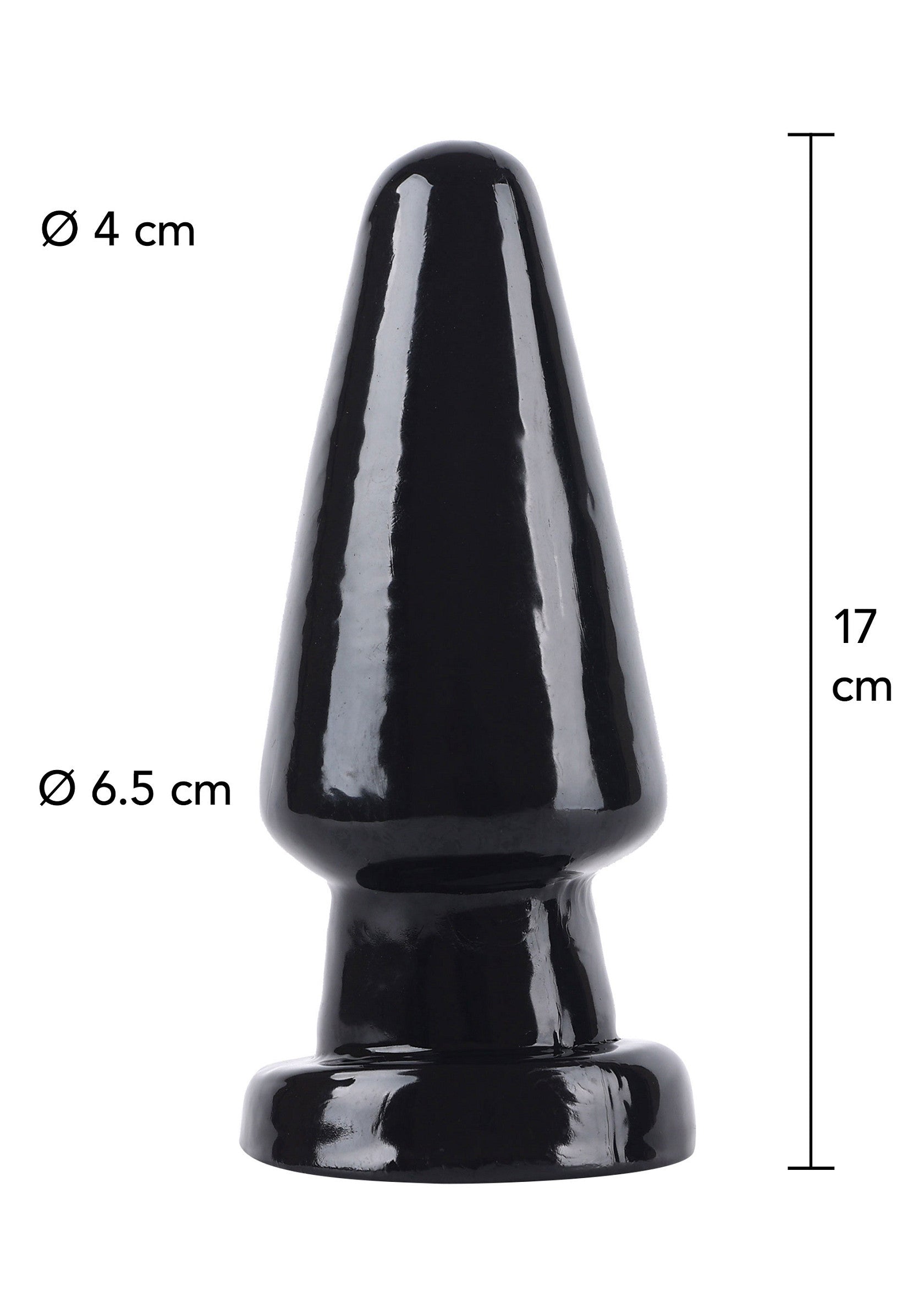 Plug anale con testa conica grande 17 cm nero