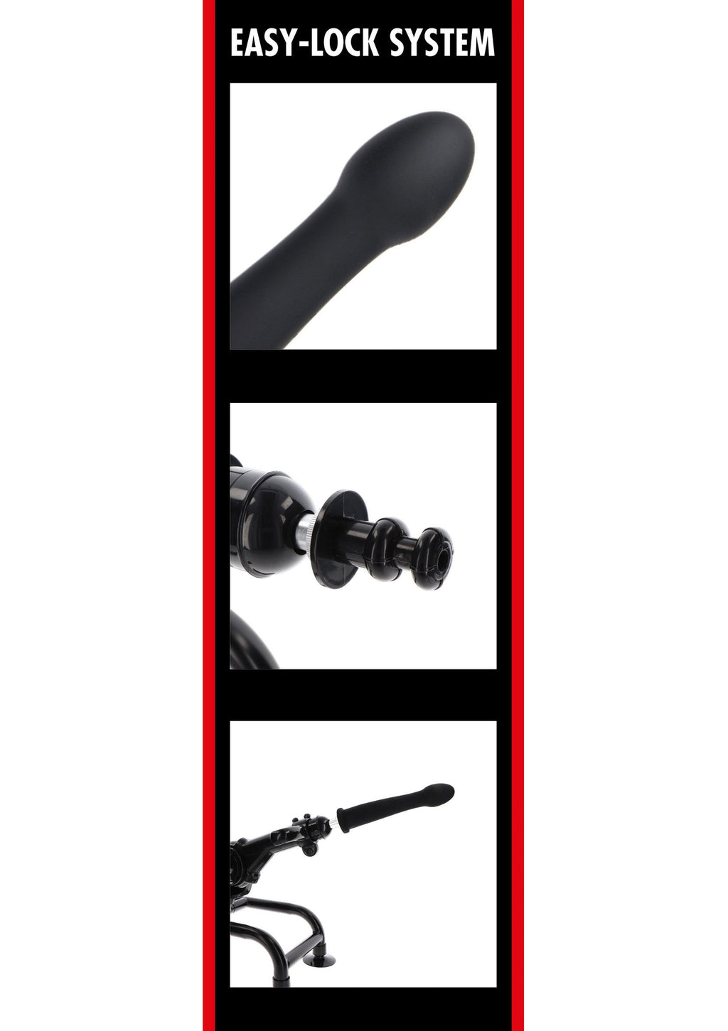 Dildo liscio Easy-Lock 19 cm nero