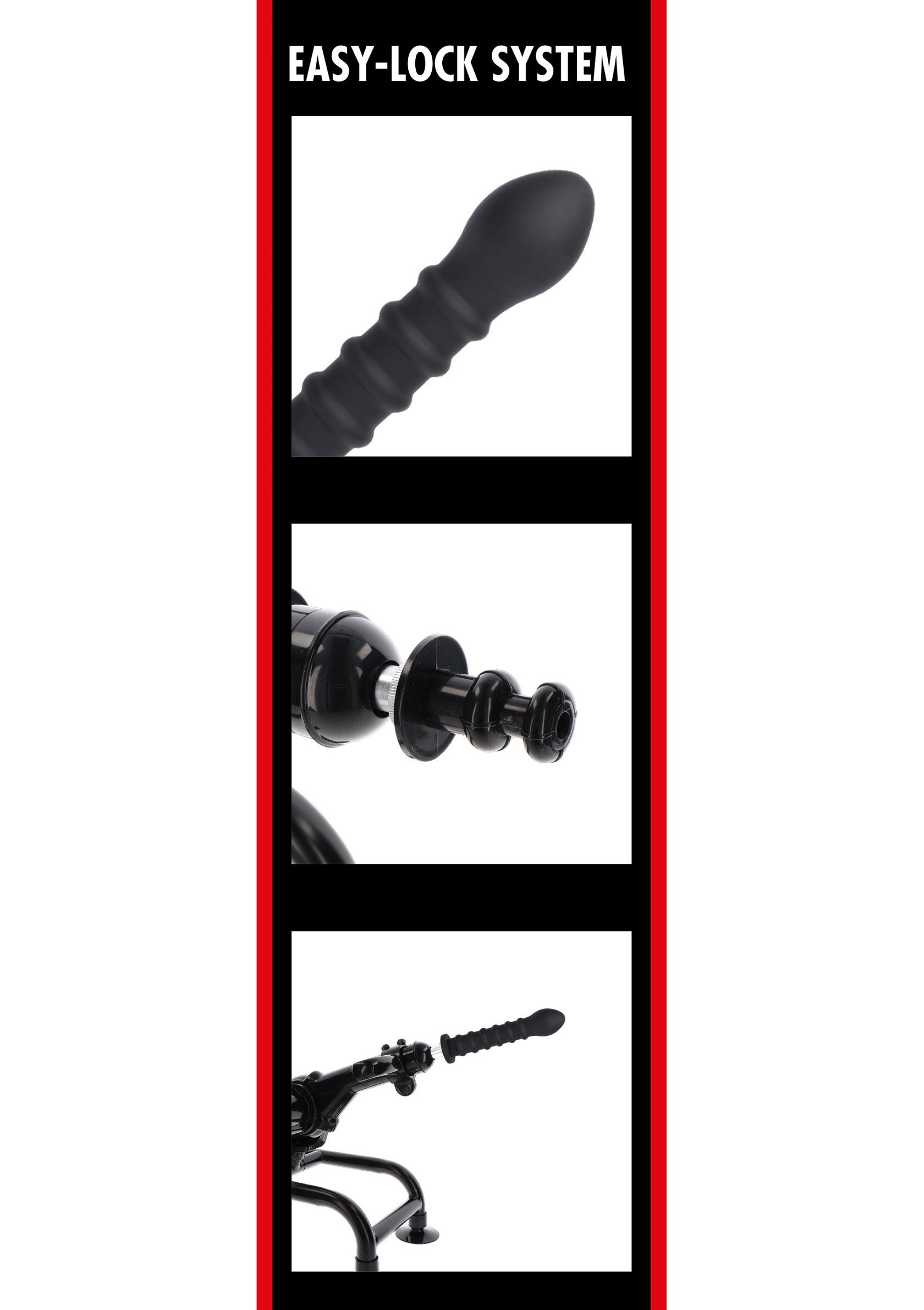 Dildo a coste Easy-Lock 19 cm nero