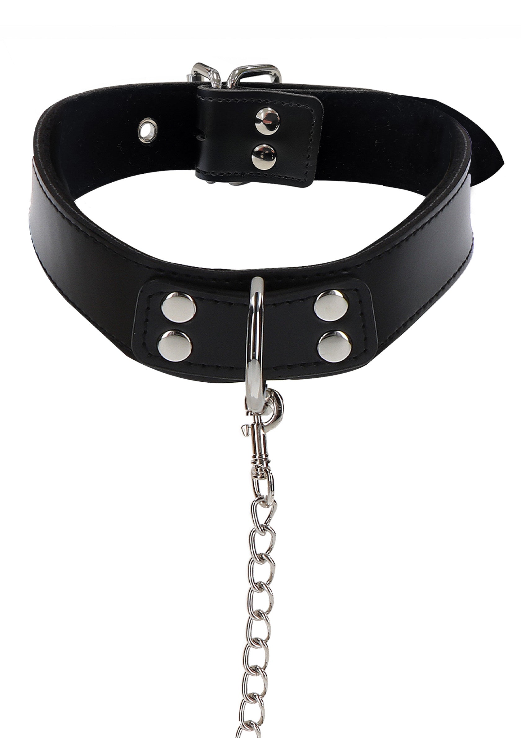 Elegante collare e guinzaglio a catena nero