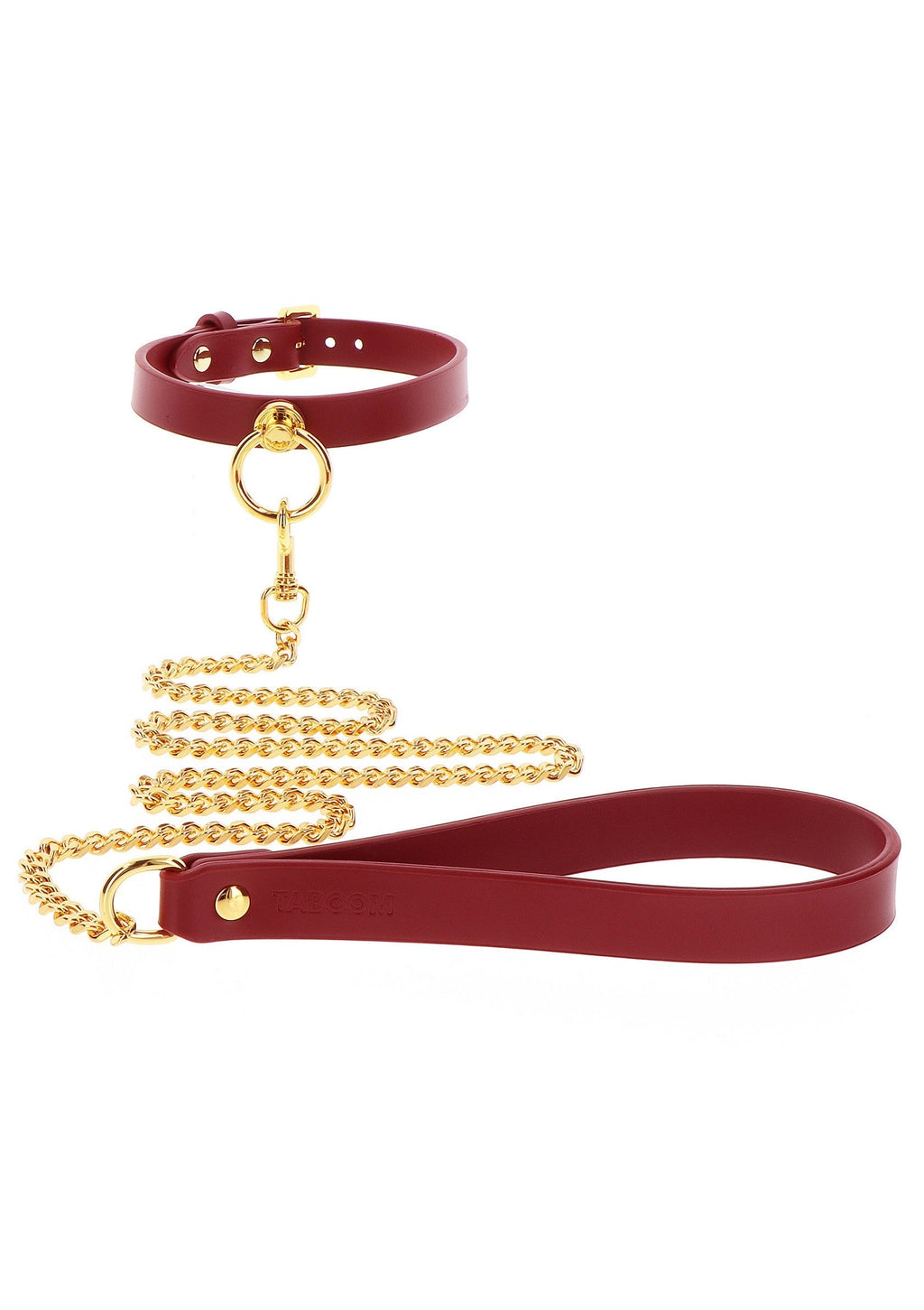 Collare con anello a O e guinzaglio a catena rosso