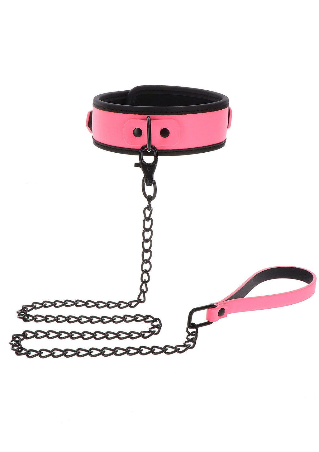Collare e guinzaglio a catena rosa