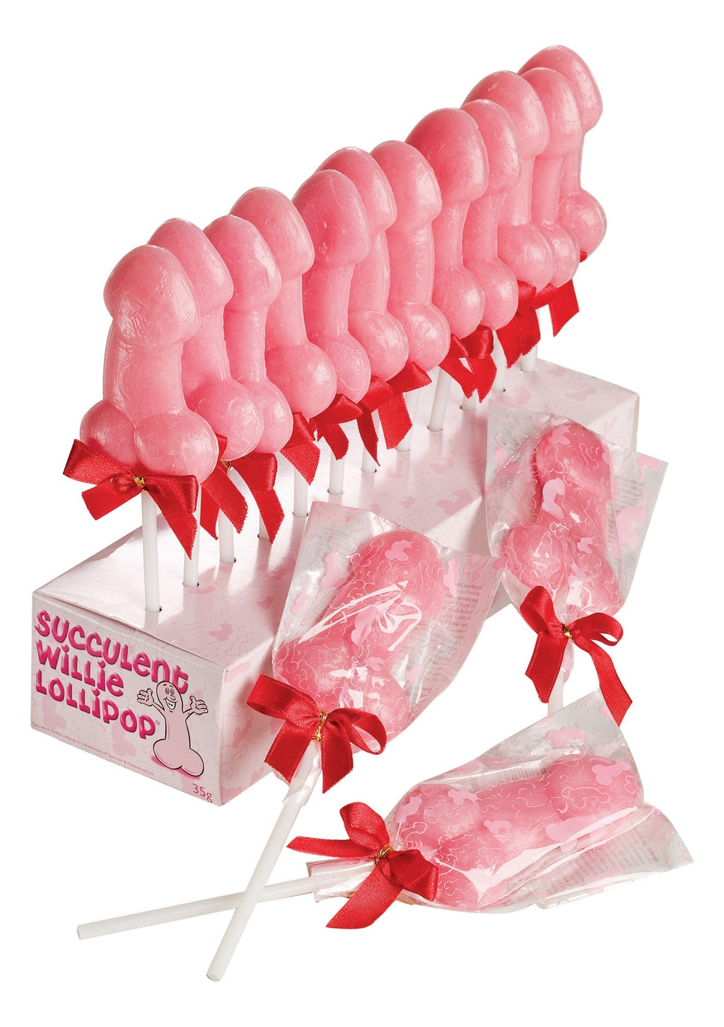 Espositore lecca-lecca Willie 24 pezzi rosa