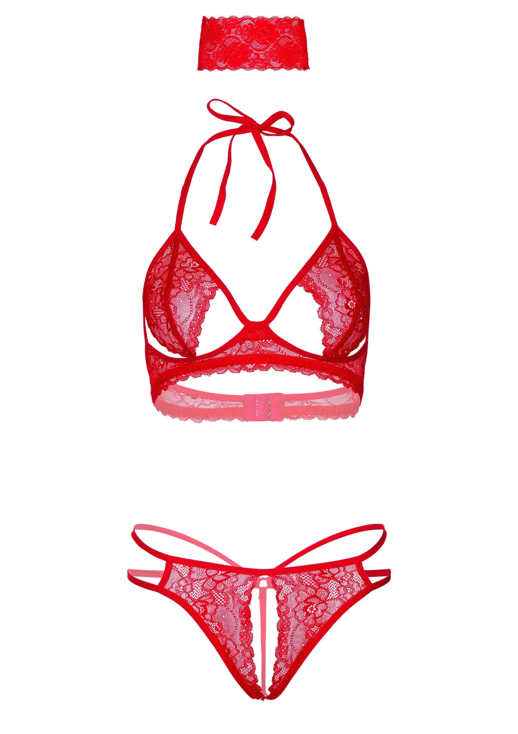 Reggiseno, slip e benda 3 pezzi rossi