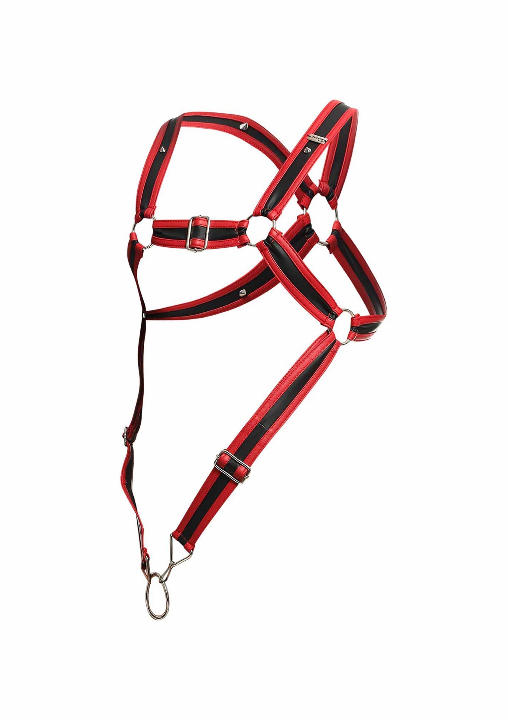 DNGEON Cross Cockring Harness rosso