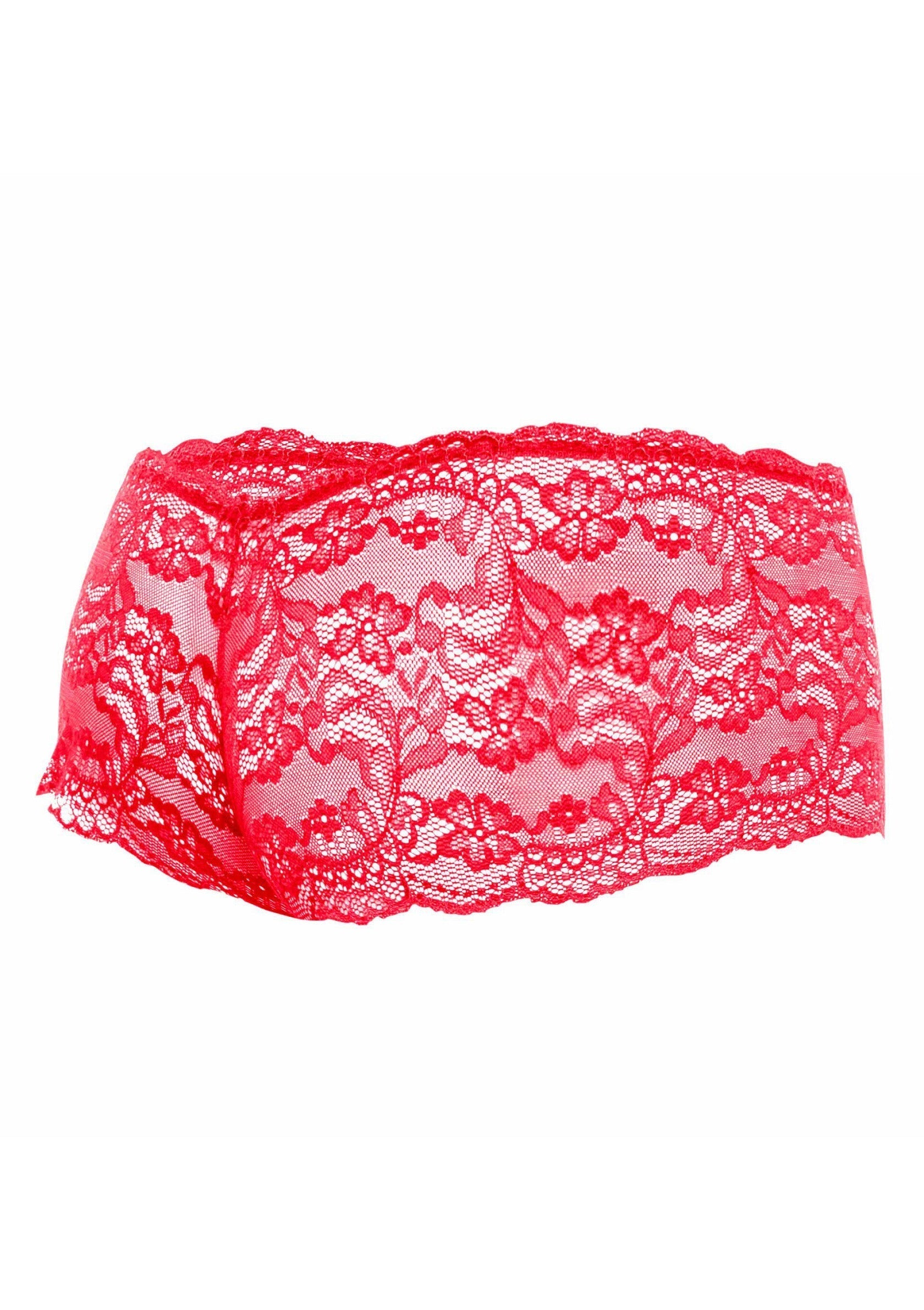 Rose Lace Boy Short rosso