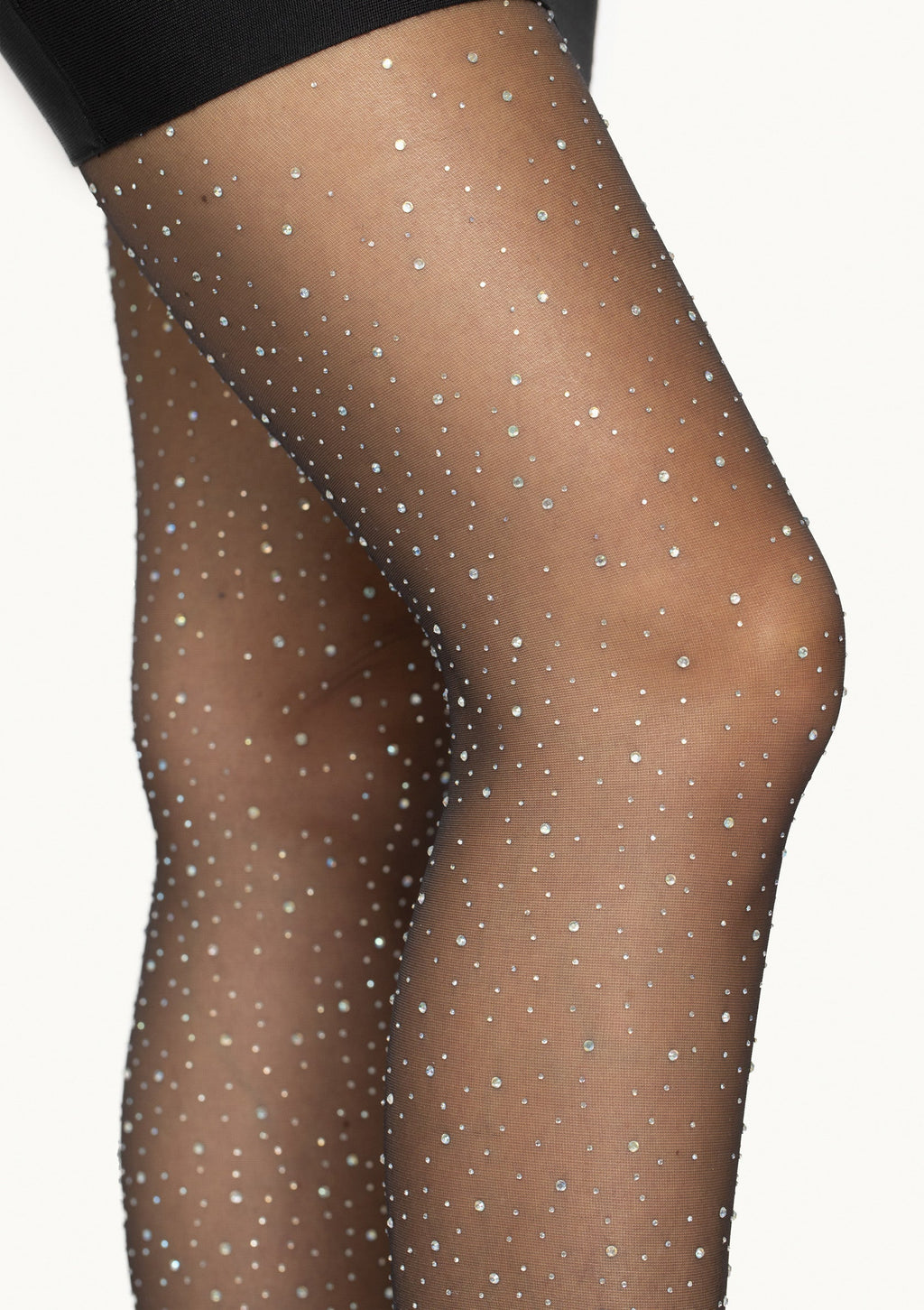 Collant trasparenti in elastan con strass neri
