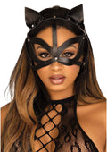 Maschera per gatti con borchie in pelle vegana nera