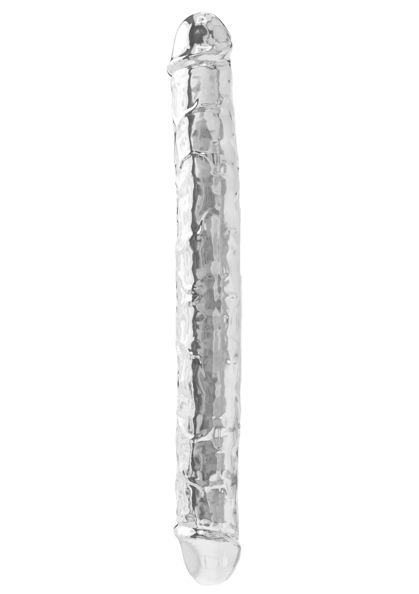 Doppio Dong trasparente in TPE da 34,5 cm