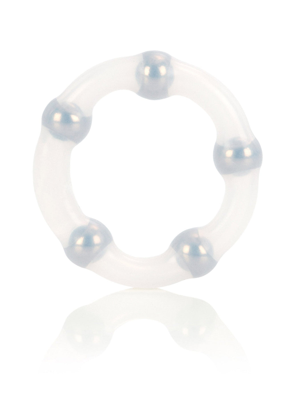 Anello con perline metalliche trasparenti