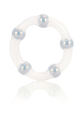 Anello con perline metalliche trasparenti