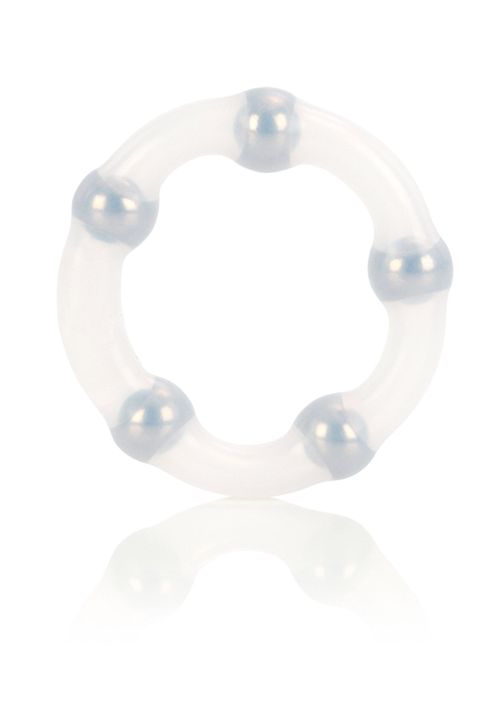 Anello con perline metalliche trasparenti