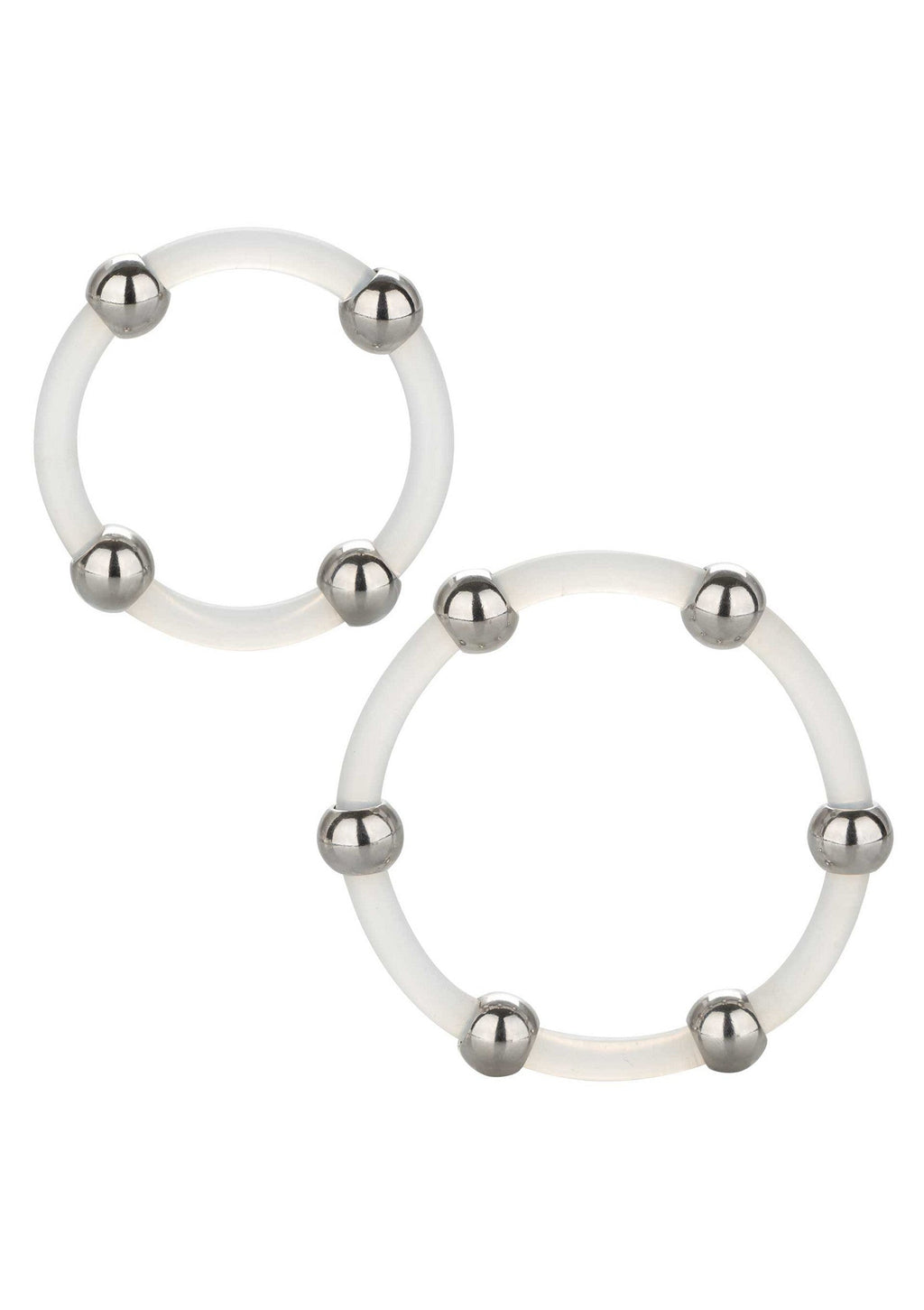 Set di anelli in silicone con perline in acciaio trasparenti