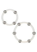 Set di anelli in silicone con perline in acciaio trasparenti