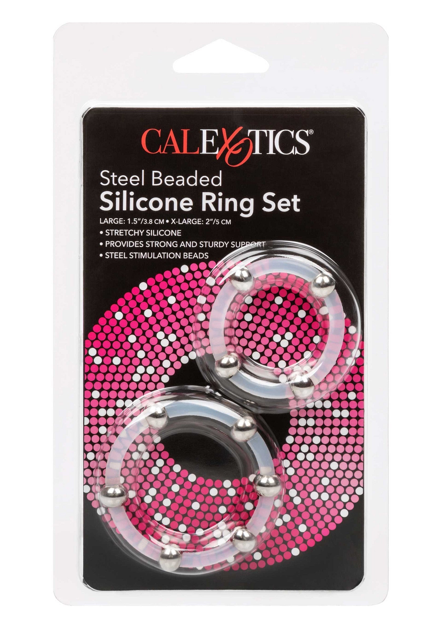 Set di anelli in silicone con perline in acciaio trasparenti