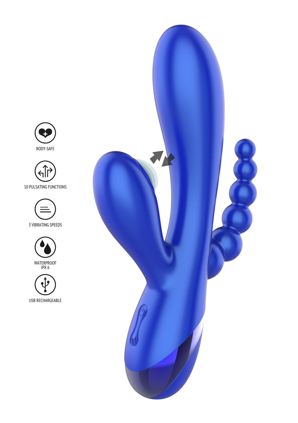 Vibratore Triple Love blu