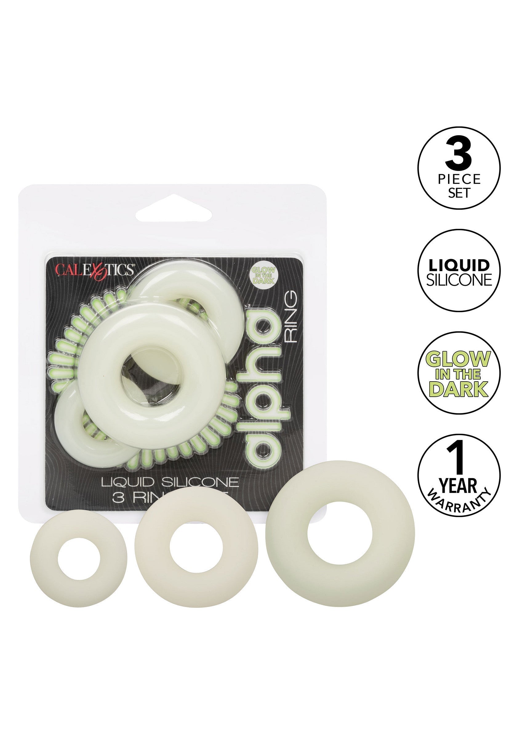 Set di 3 anelli in silicone luminosi