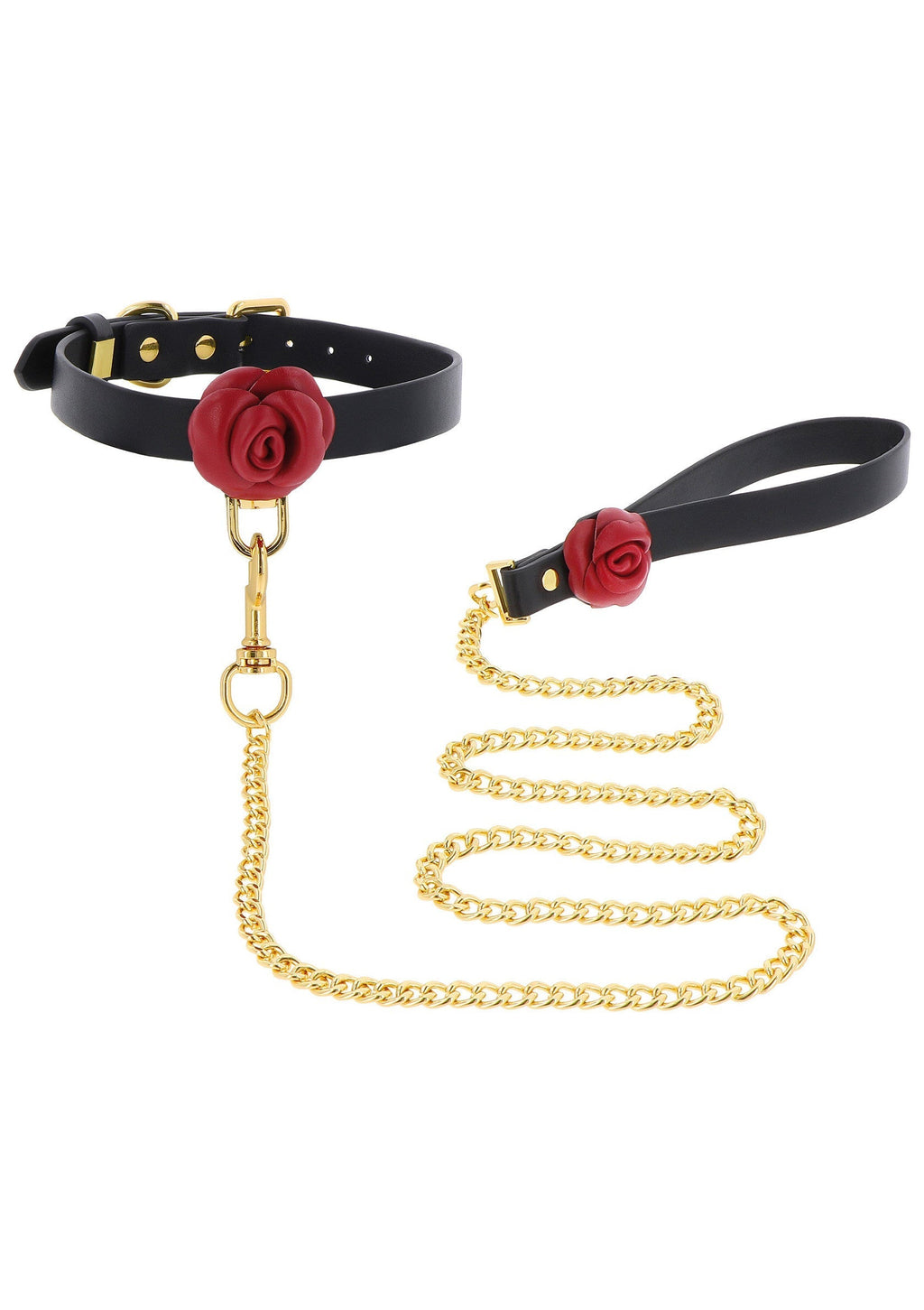 Collare e guinzaglio Wild Roses neri
