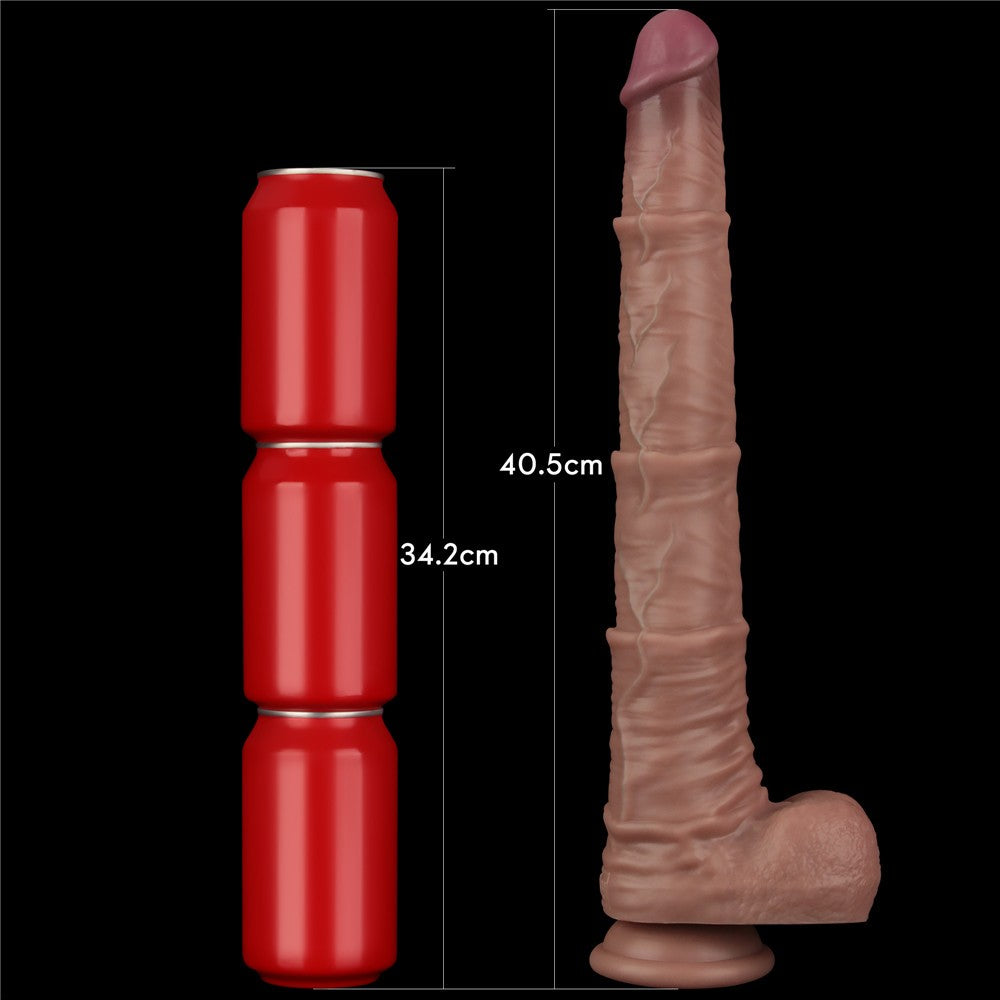 Pene in silicone pieghevole a doppio strato da 16'' XXL (carne)