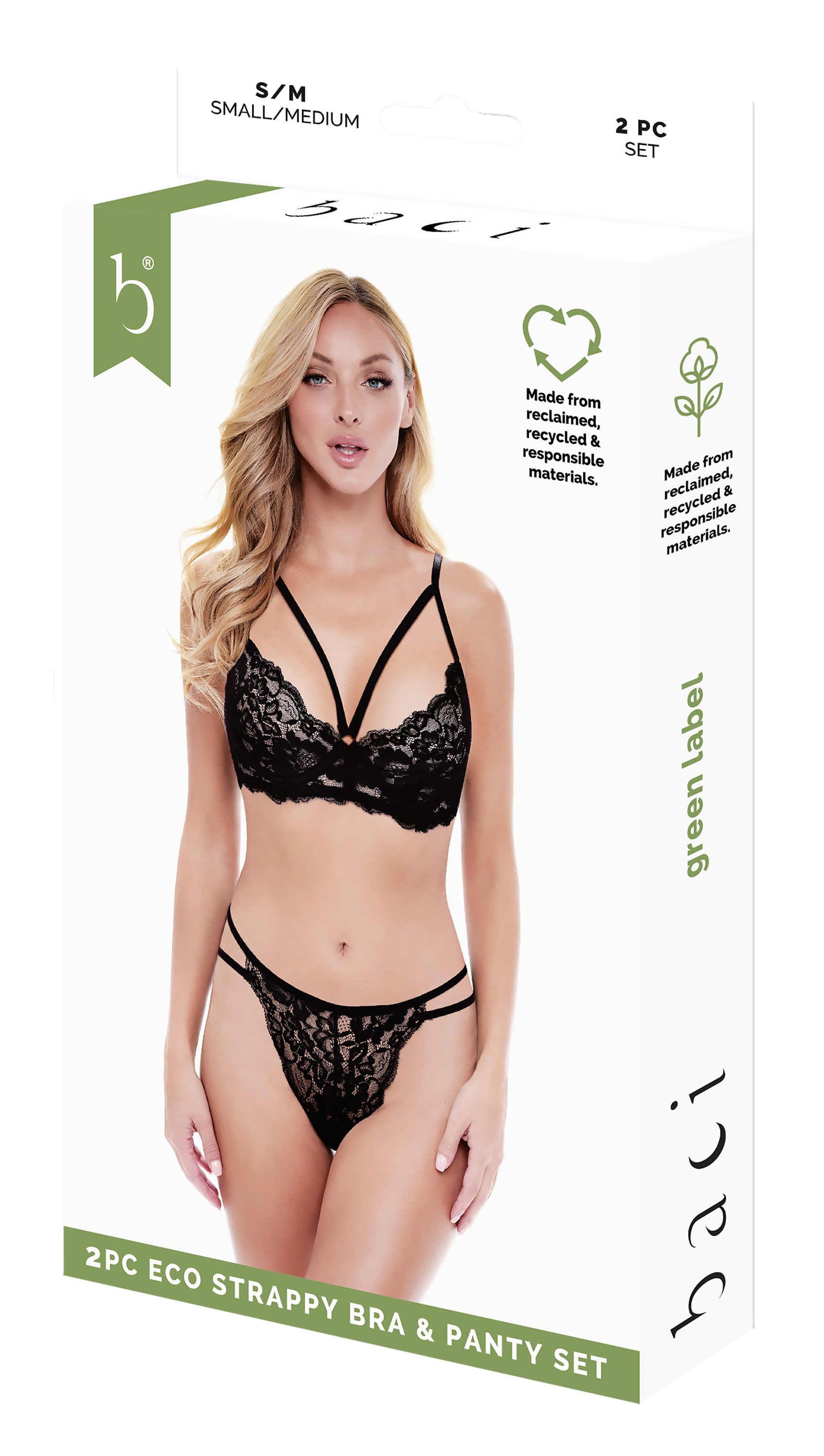 Set 2 pezzi di reggiseno e slip con spalline sottili BACI, colore nero
