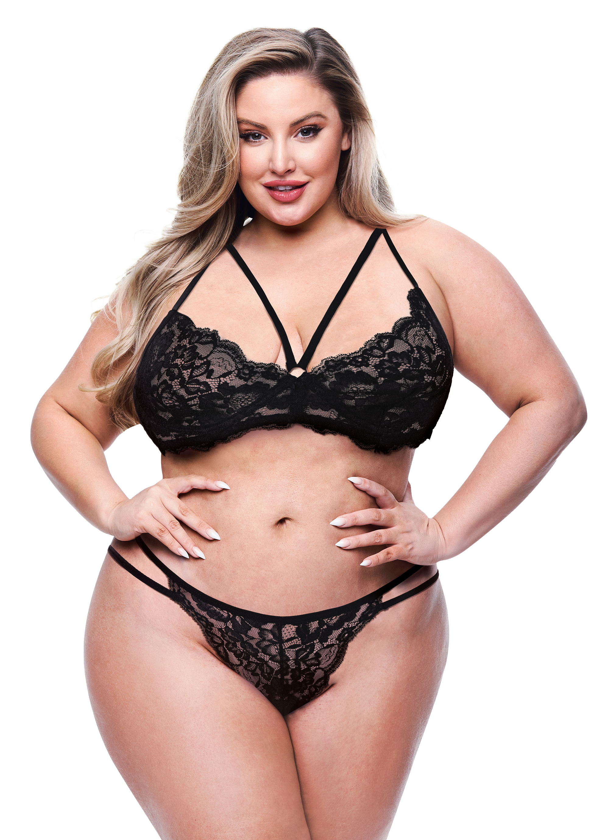 BACI 2 PEZZI REGGISENO E SLIP ECO CON SPALLINE NERI, QS