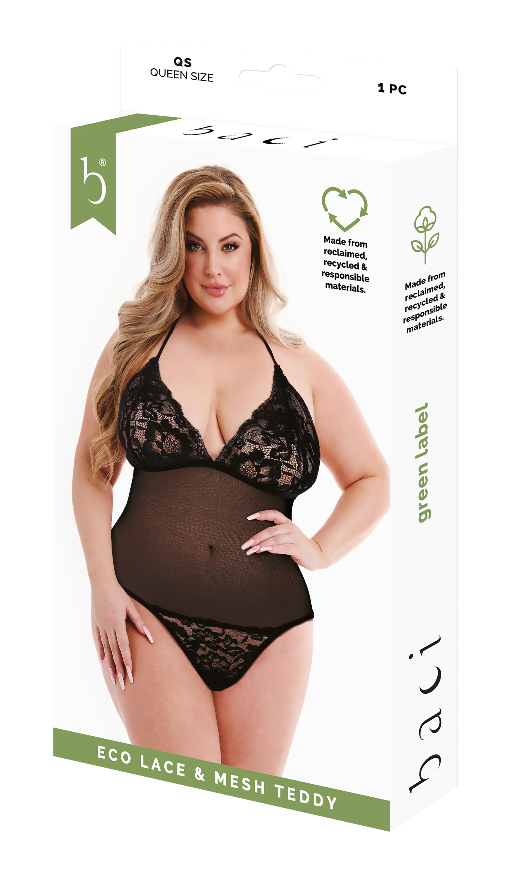 BACI ECO PIZZO E RETE TEDDY NERO, QS