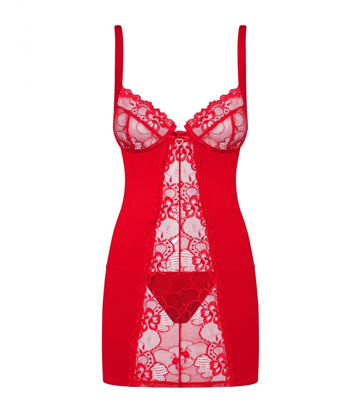HEARTINA CHEMISE E PERIZOMA ROSSO S/M