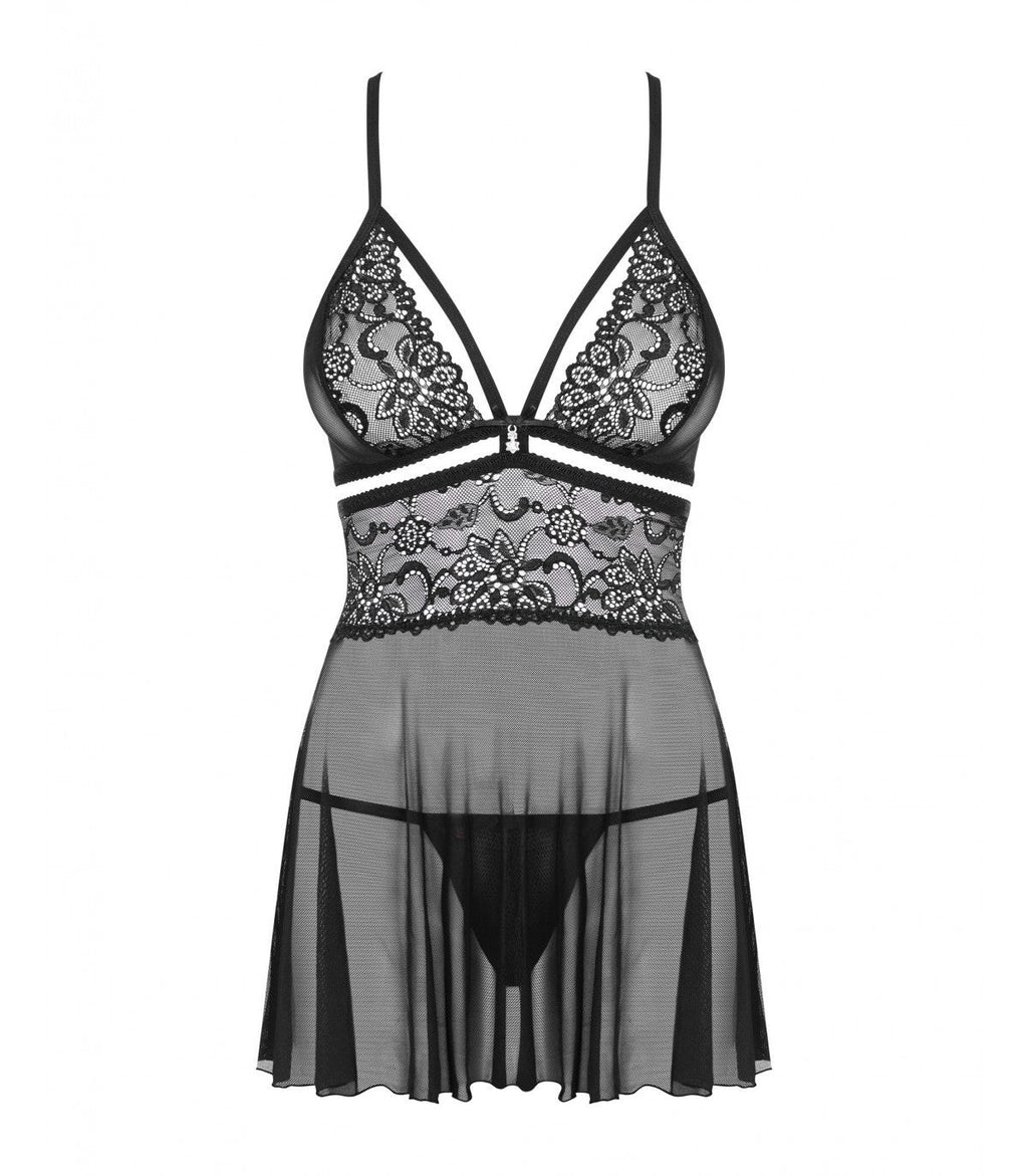 838-BAB-1 BABYDOLL E PERIZOMA NERO L/XL
