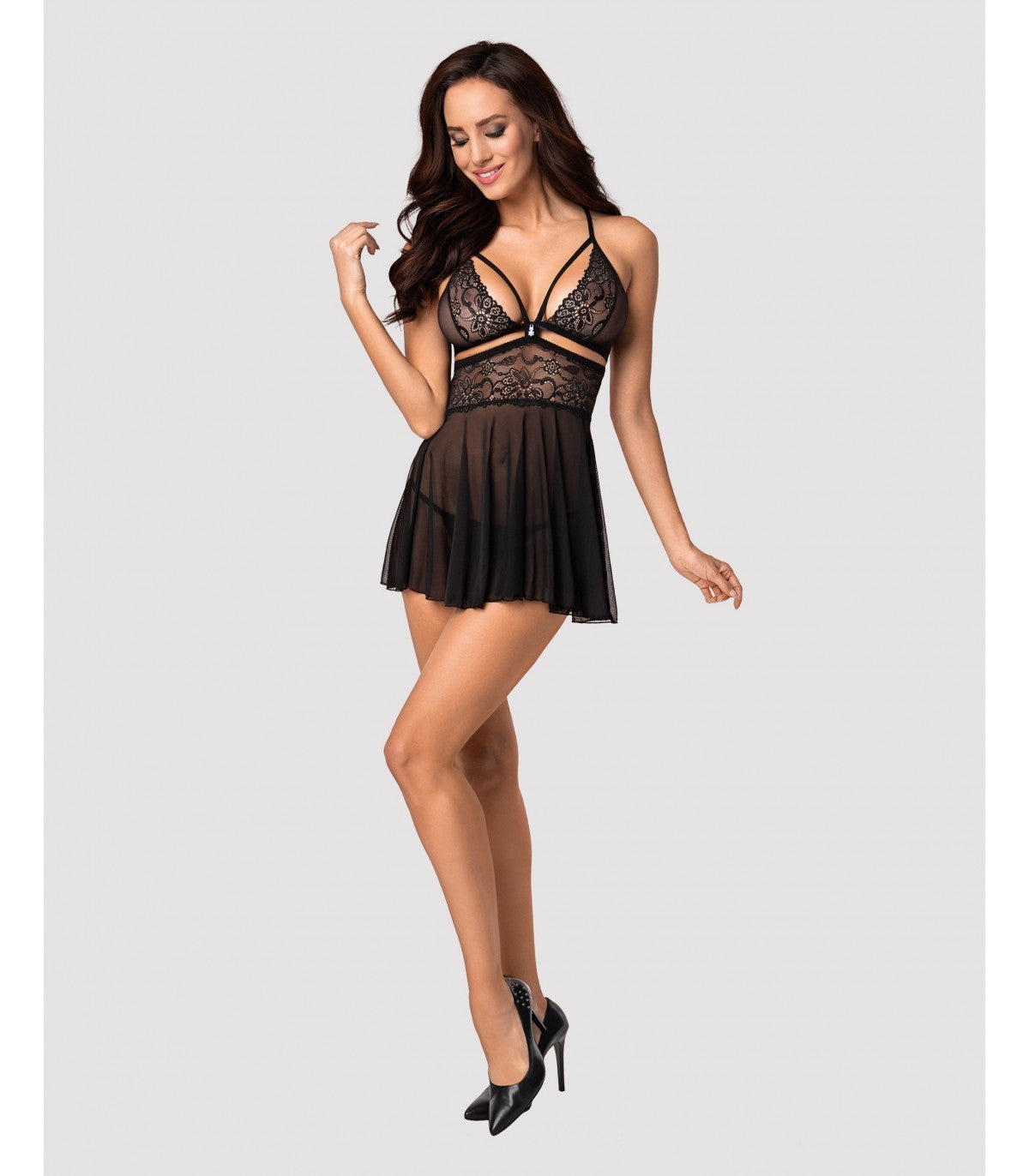 838-CAPITOLO-1 BABYDOLL E PERIZOMA NERO 2XL/3XL