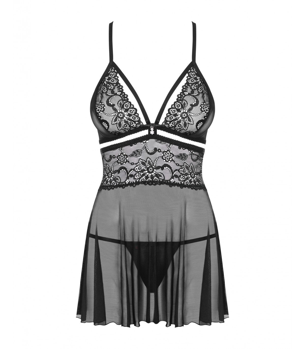 838-CAPITOLO-1 BABYDOLL E PERIZOMA NERO 2XL/3XL