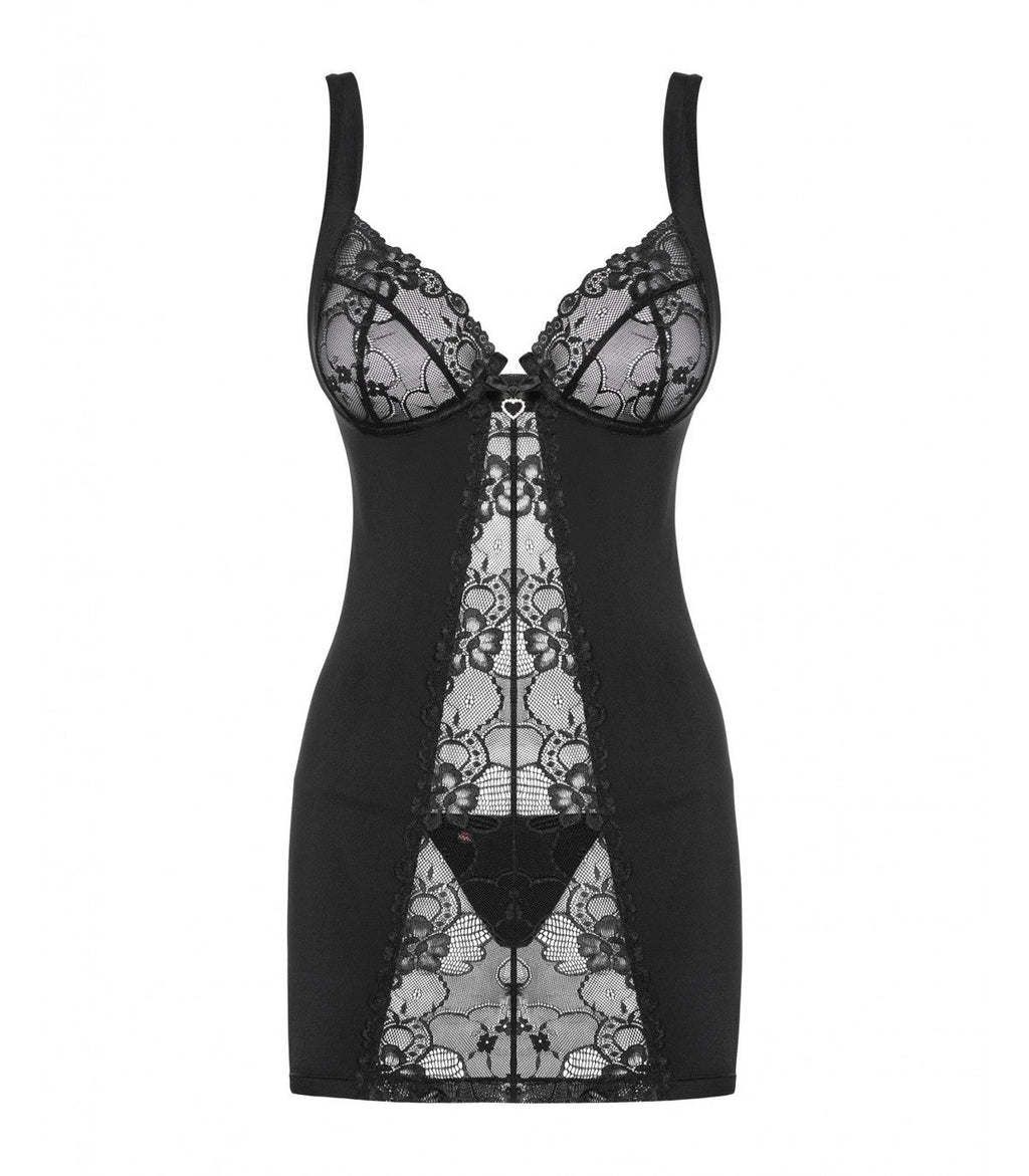 CAMICIA E PERIZOMA HEARTINA NERI S/M