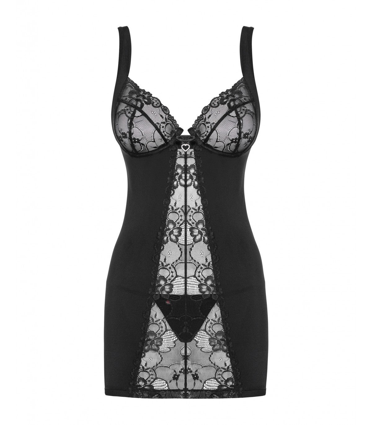 CAMICIA E PERIZOMA HEARTINA NERI S/M