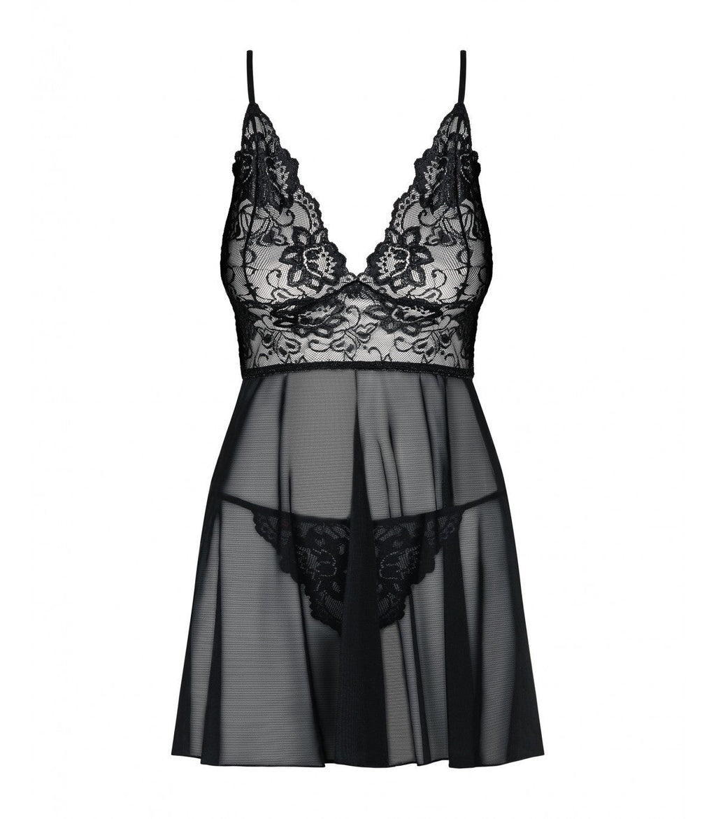 BABYDOLL E PERIZOMA IDILLIA NERO 2XL/3XL